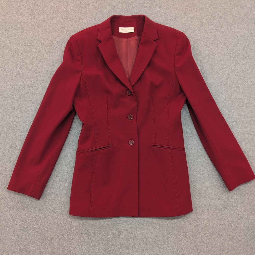Casual Corner Stretch Red‎ Blazer Jacket Women Size Petite Professional Size 6